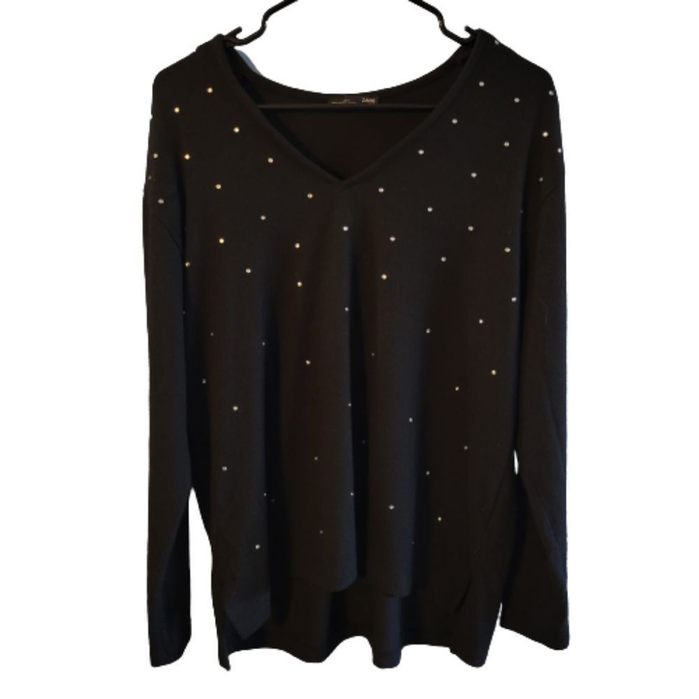 Zara black knit sparkly blouse